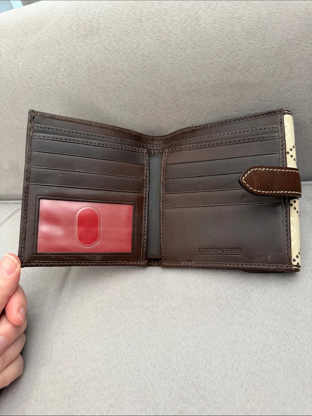 Dooney & Bourke Beige and Brown Monogram Canvas Wallet